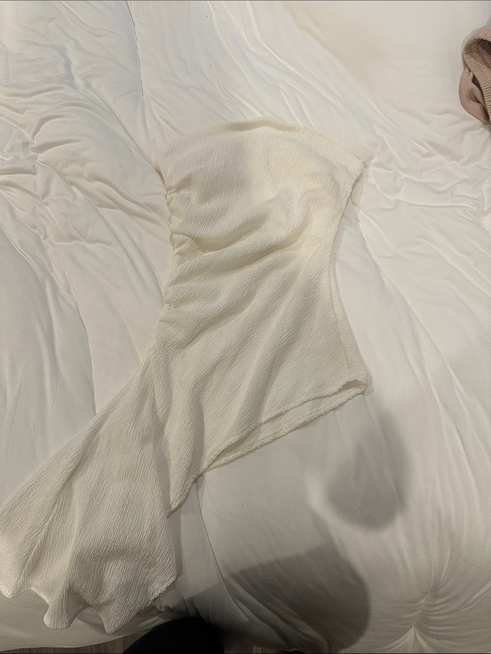 Zara Cream Asymmetric One-Shoulder Top